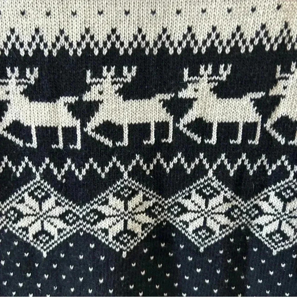 Hand Knit Cardigan Sweater Fair Isle Handmade Christmas Holiday Beige Black Smal - Picture 16 of 16